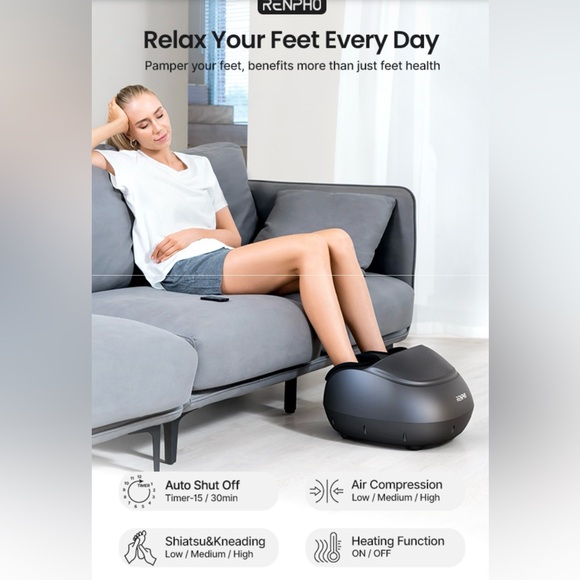 Renpho Foot Massager Machine with Heat, Timer | White | Excellent Condition - Picture 4 of 11